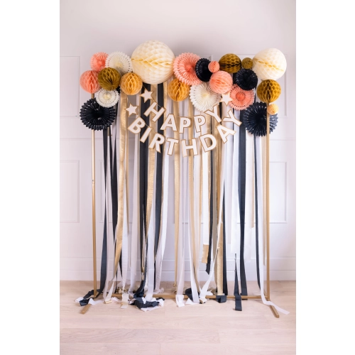 Rozete decorative din hârtie negre, 3 bucăți, diametru 20–30 cm