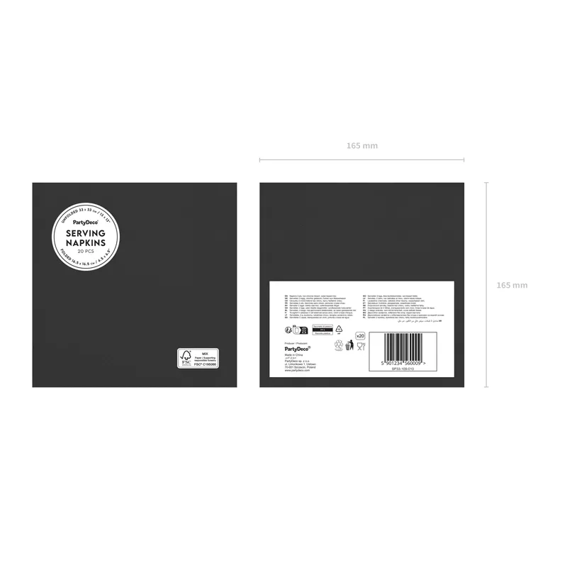 Șervețele din hârtie negre 33x33 cm – pachet 20 buc.