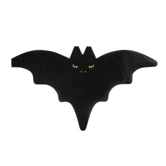 Črne papirnate serviete netopir z metalnim zlatim motivom, 20 kosov