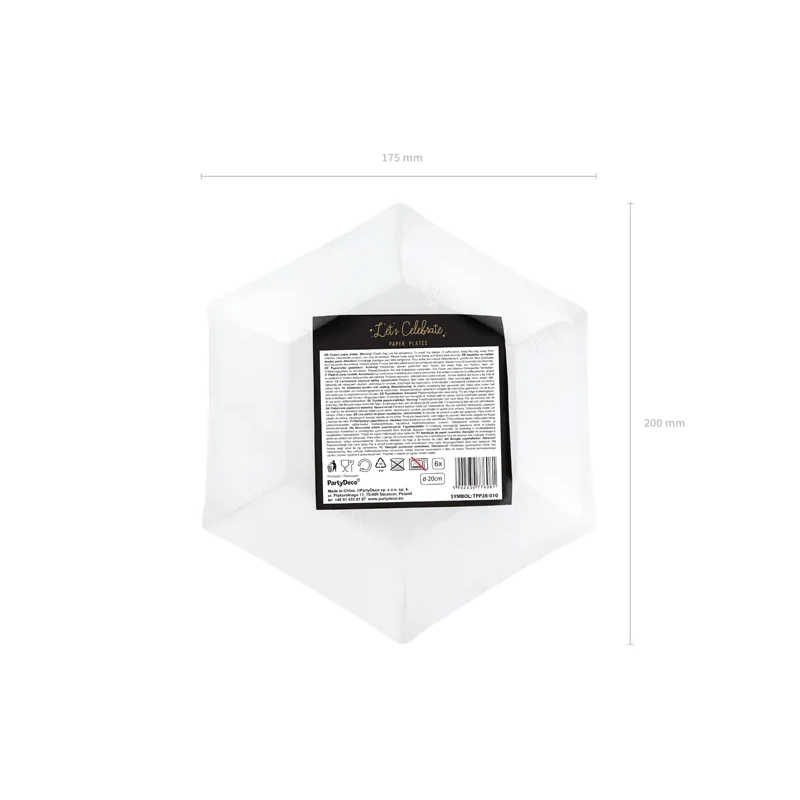 Črni papirnati krožniki z zvezdami 20 cm – 6 kos