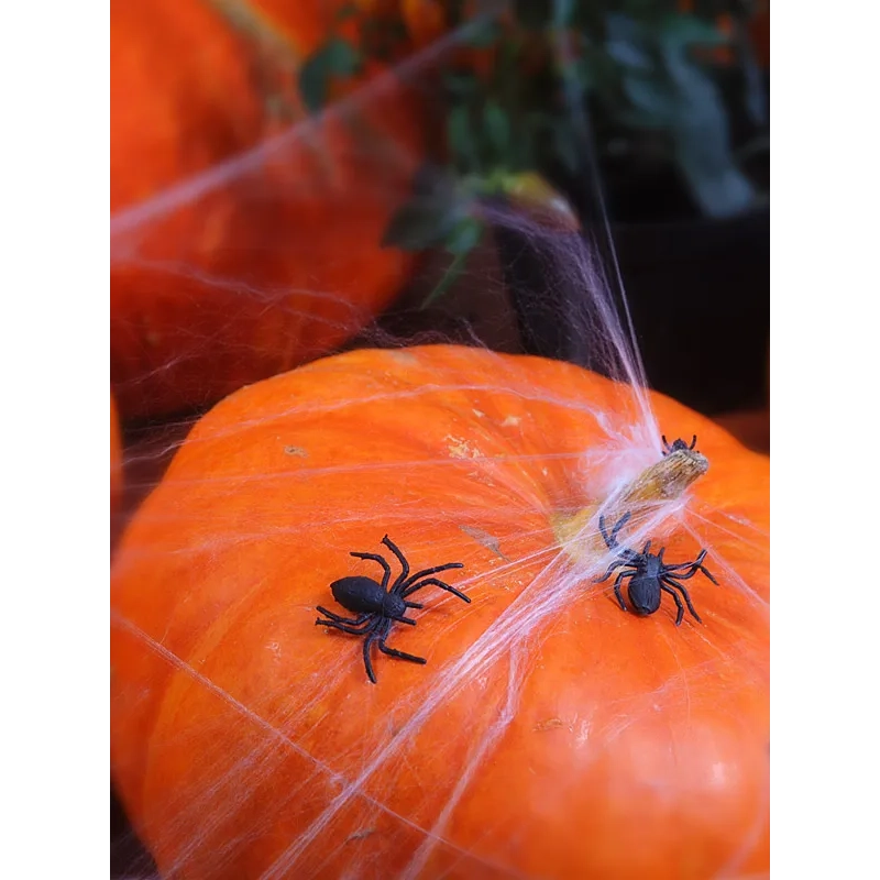 Păianjeni decorativi din plastic, negri, 3x3 cm, 10 bucăți în pachet