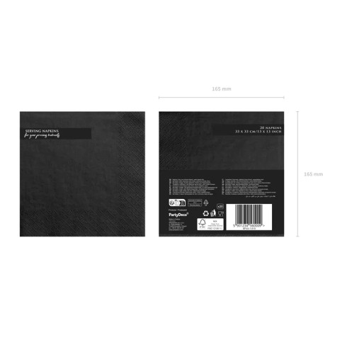 Črne 3-slojne serviete 33x33 cm – elegantne, 20 kosov v pakiranju