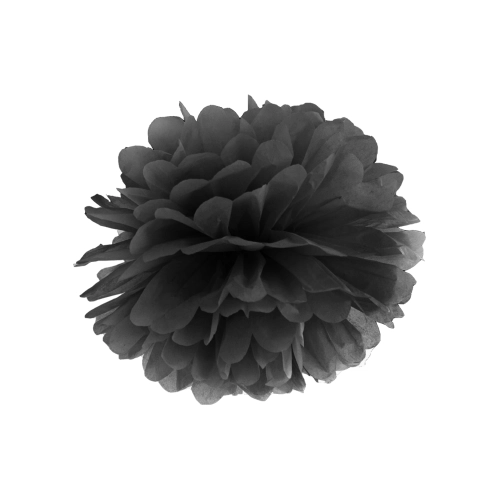 Fekete papír pompon dekorációhoz, 25 cm