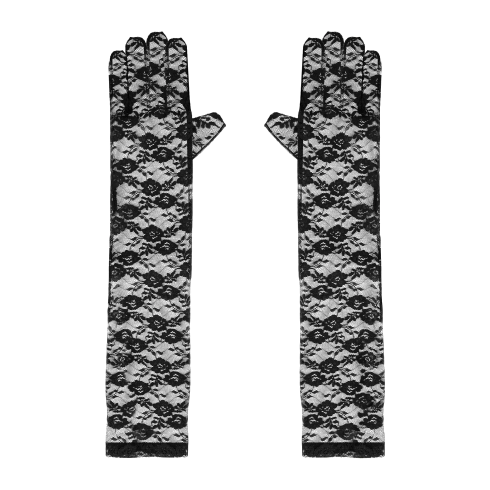 Čipkované rukavice čierne na párty 40 cm