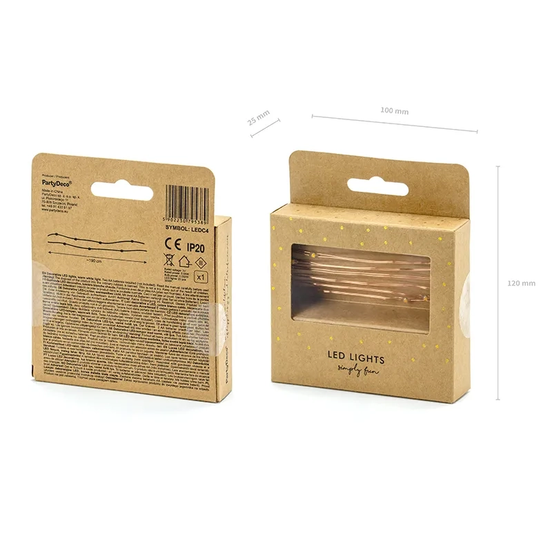 Dekorativne LED lučke na bakreni žici, toplo bela, 1,9 m