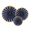 Dekorativne rozete temno modre z zlatim robom, 3 kosi (23–40 cm)