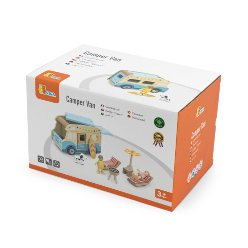 Dětská dřevěná hračka karavan Viga s doplňky