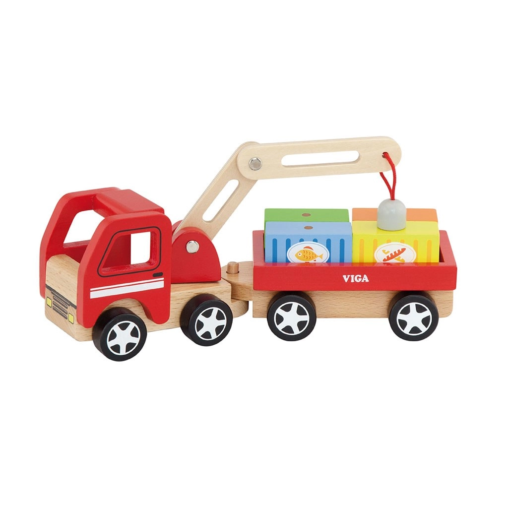 Detská drevená magnetická hračka žeriav Viga