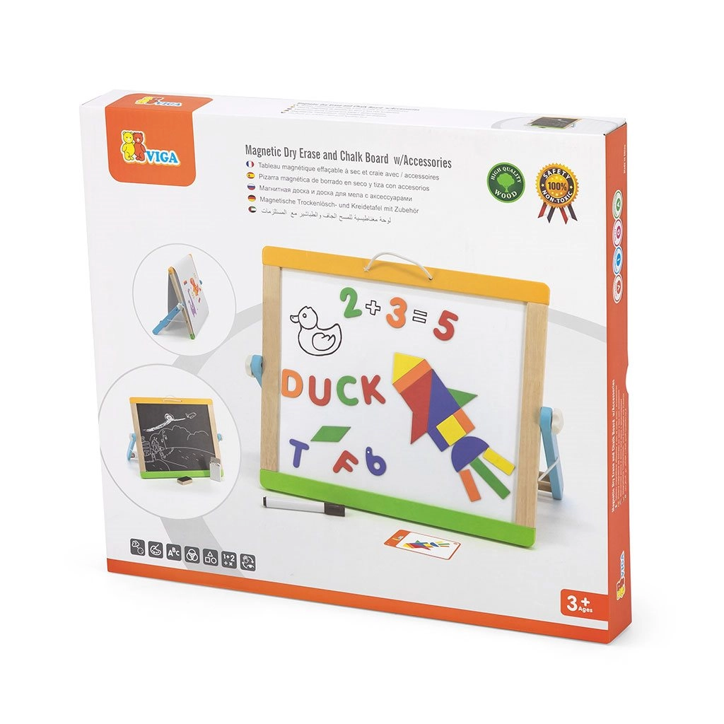 Detská drevená magnetická tabuľa obojstranná Viga