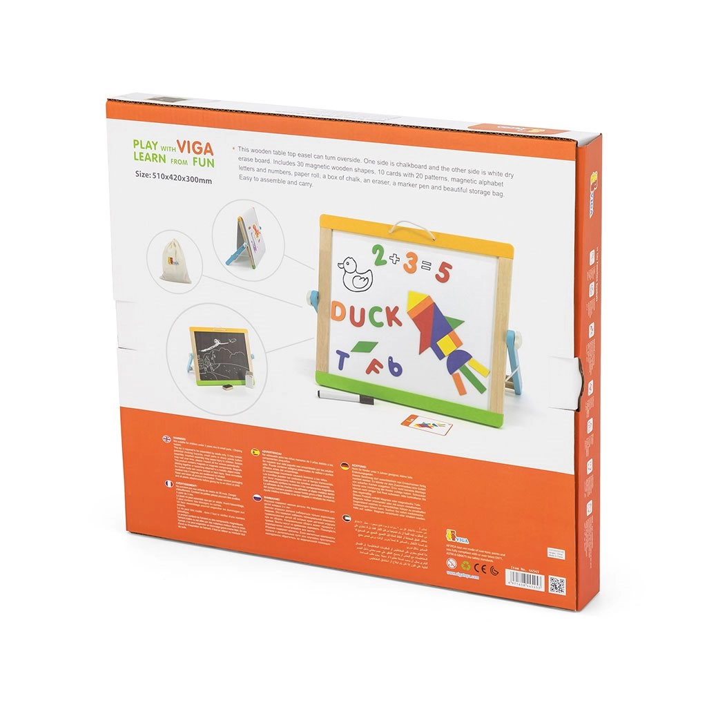 Detská drevená magnetická tabuľa obojstranná Viga