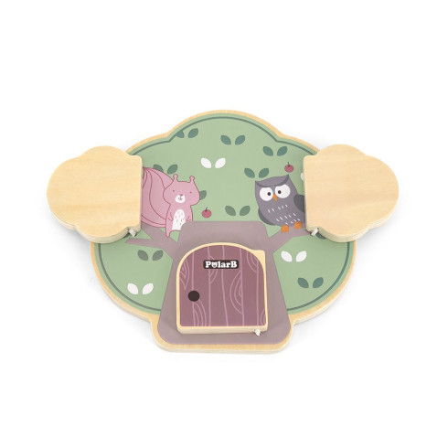 Dětská dřevěná manipulační deska strom se zvířátky Viga