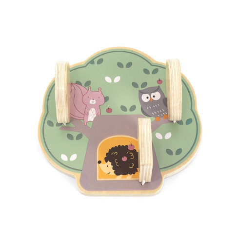 Dětská dřevěná manipulační deska strom se zvířátky Viga
