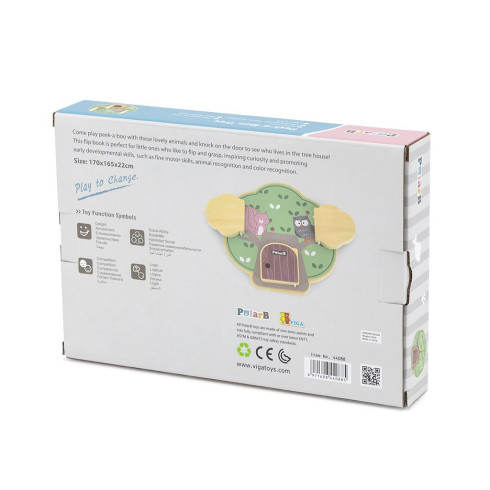 Dětská dřevěná manipulační deska strom se zvířátky Viga