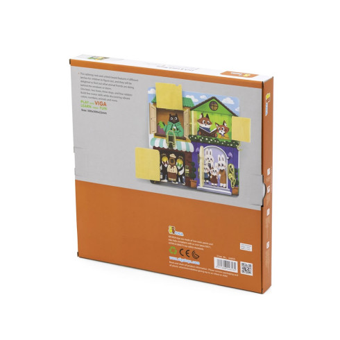 Dětská dřevěná manipulační deska Viga domeček se zámky