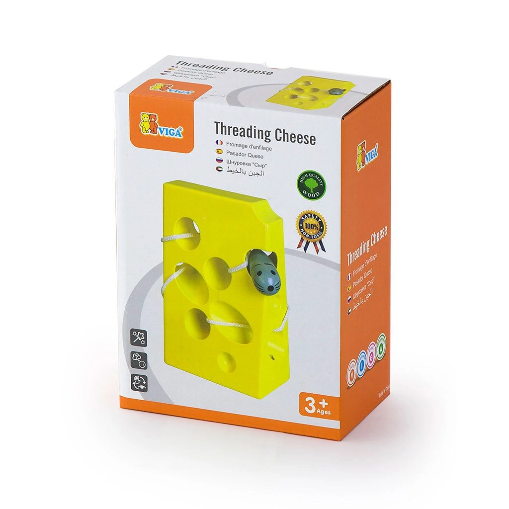 Dětská dřevěná manipulační hračka Viga myš v sýru