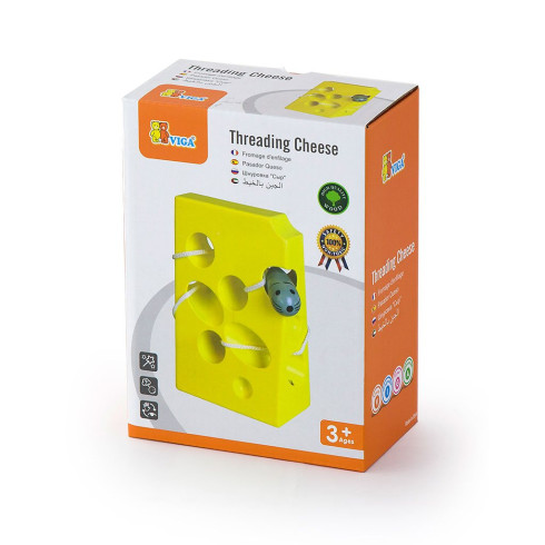 Dětská dřevěná manipulační hračka Viga myš v sýru