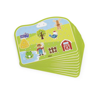 Detská drevená šnurovacia hra Viga Farma 20 dielov