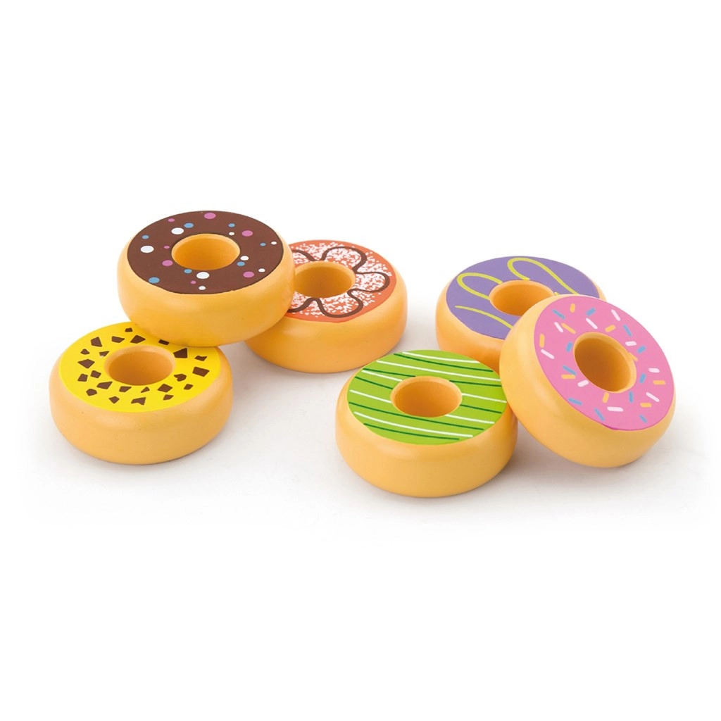 Dětská dřevěná hračka sada 6 donutů Viga