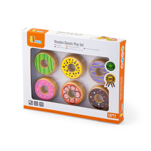 Dětská dřevěná hračka sada 6 donutů Viga