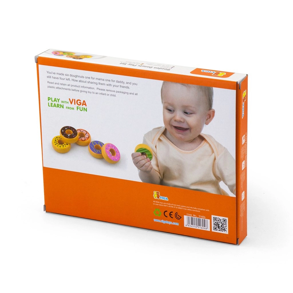 Dětská dřevěná hračka sada 6 donutů Viga