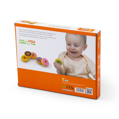 Dětská dřevěná hračka sada 6 donutů Viga