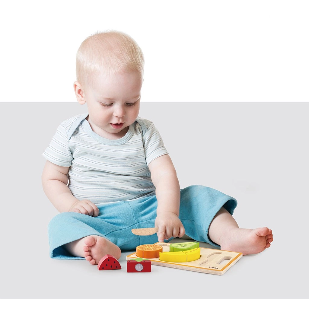 Detská drevená súprava na krájanie Viga ovocie