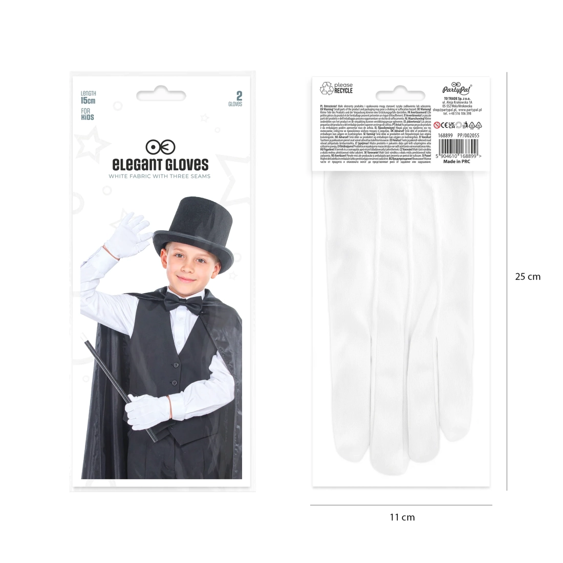 Fehér gyerek kesztyű elsőáldozásra, 15 cm