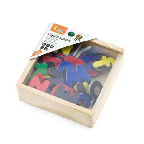 Dětská dřevěná magnetická písmena Viga 52 dílků