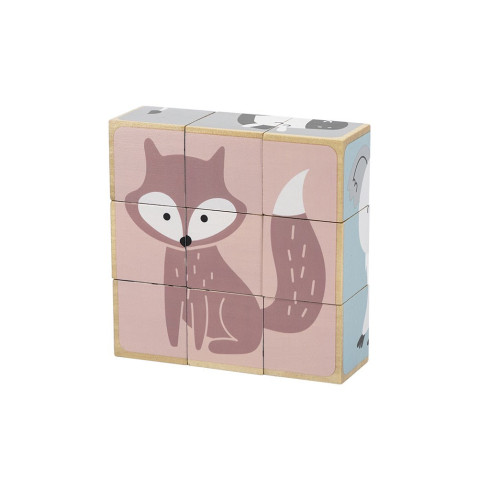 Detské drevené puzzle kocky Viga zvieratá 9 dielov