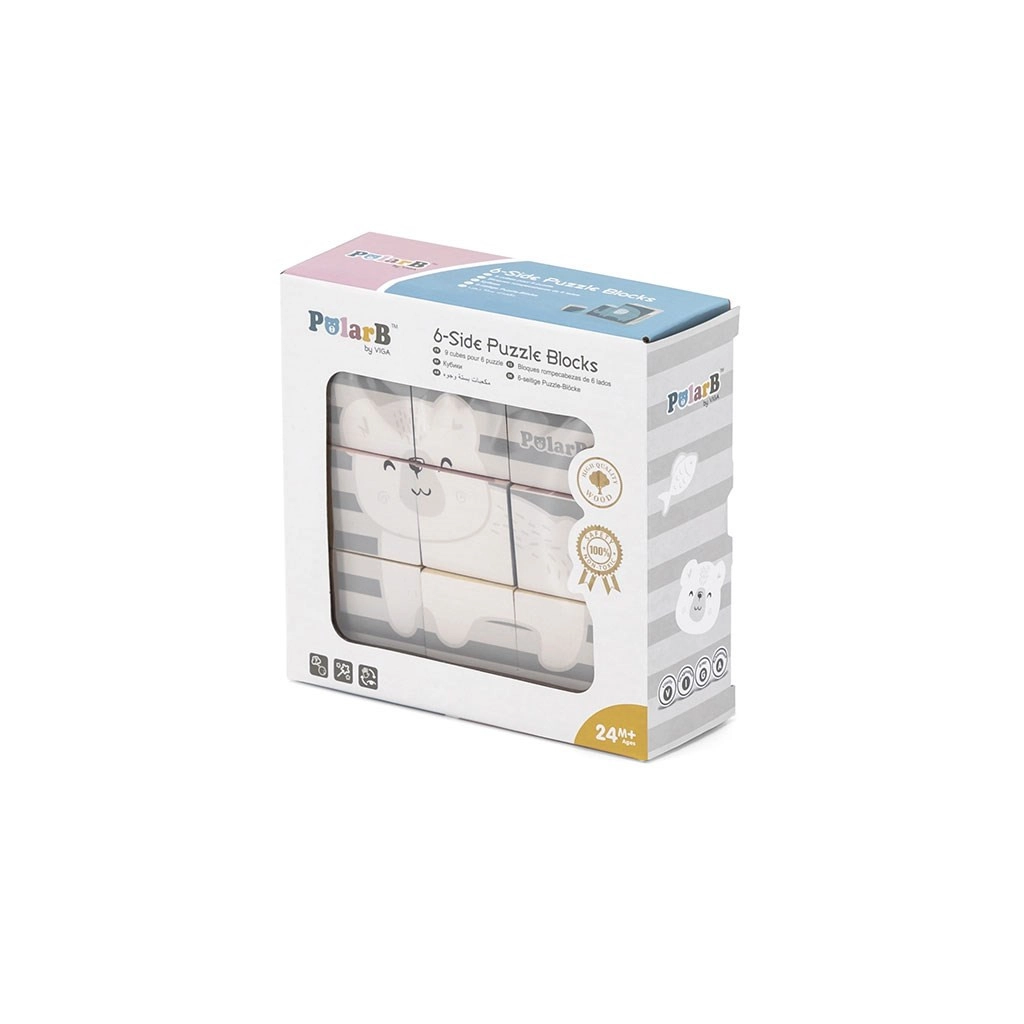 Detské drevené puzzle kocky Viga zvieratá 9 dielov