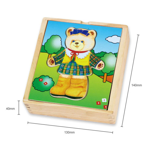 Dětské dřevěné puzzle oblékání medvídek 18 dílků Viga