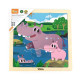 Detské drevené puzzle pre najmenších Viga hrošík 9 dielov