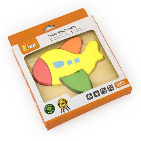 Dětské dřevěné puzzle Viga letadlo 4 dílky