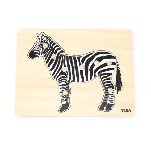 Dětské dřevěné puzzle s úchyty Viga zebra Montessori