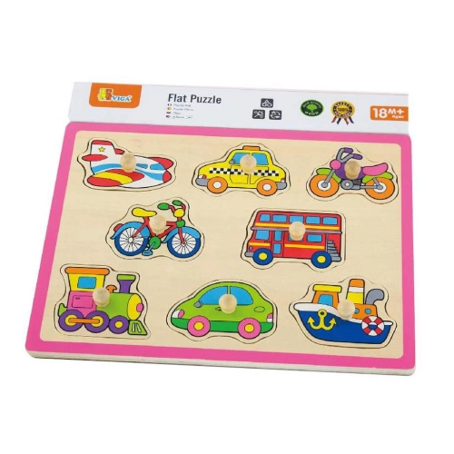 Detské drevené puzzle s úchytmi Viga Vozidlá 8 dielov