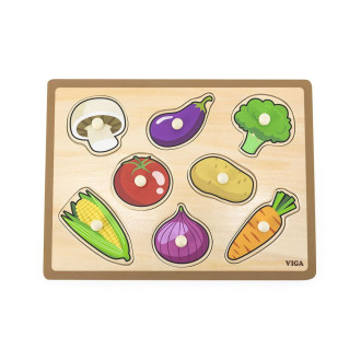 Dětské dřevěné puzzle s úchyty Viga zelenina