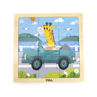 Dětské dřevěné puzzle Viga auto 9 dílků