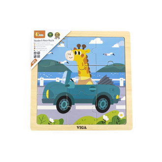 Dětské dřevěné puzzle Viga auto 9 dílků