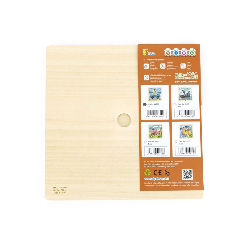 Detské drevené puzzle Viga auto 9 dielov