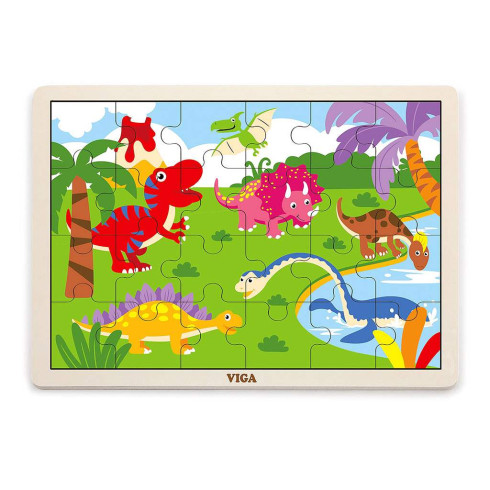 Dětské dřevěné puzzle Viga Dino 24 dílků