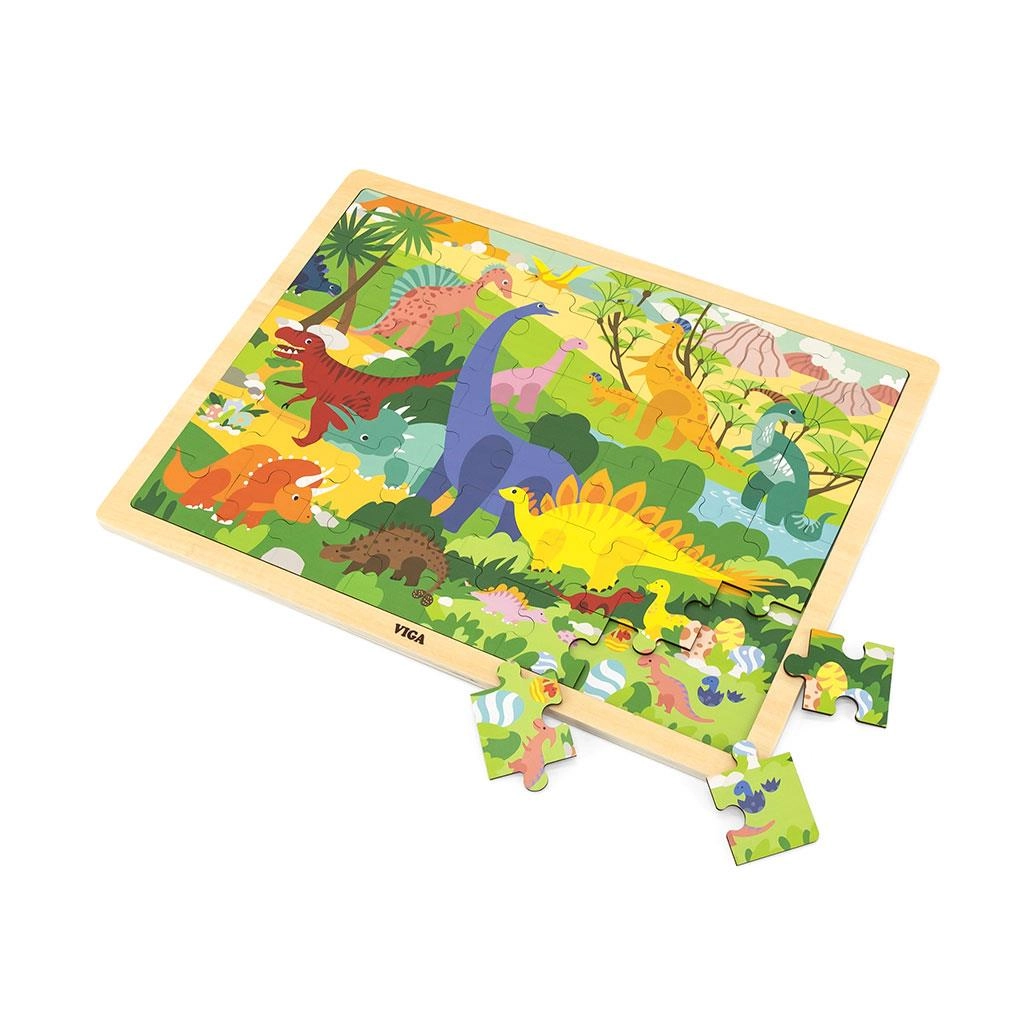 Detské drevené puzzle Viga Dinosauri 48 dielov