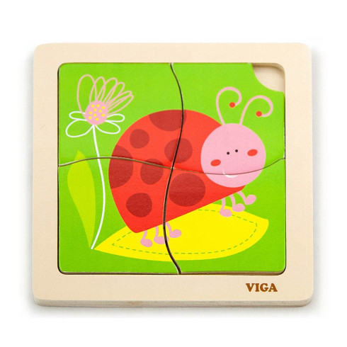 Detské drevené puzzle Viga lienka 4 diely