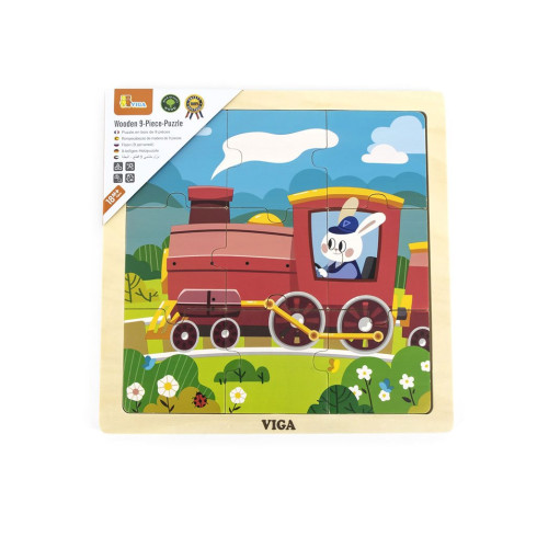 Dětské dřevěné puzzle Viga vlak 9 dílků