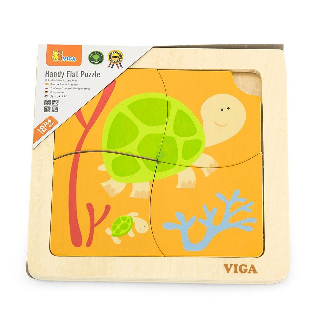 Detské drevené puzzle Viga želvička 4 diely