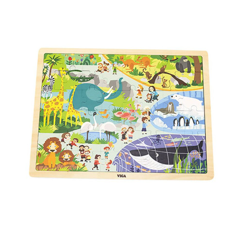 Detské drevené puzzle Viga Zoo 48 dielov
