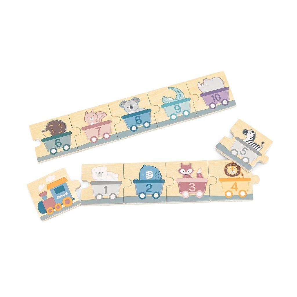 Detské drevené puzzle Viga zvieratká a čísla 31 dielov