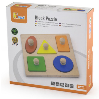 Detské drevené vkladacie puzzle pečiatky Viga Tvary 5 dielov