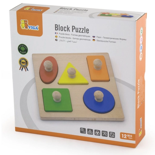 Detské drevené vkladacie puzzle pečiatky Viga Tvary 5 dielov