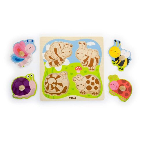Detské drevené vkladacie puzzle Viga Hmyz
