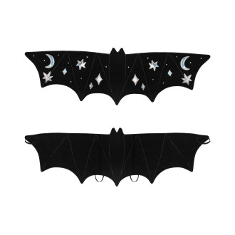 Gyerek denevérszárnyak csillagokkal és holddal, fekete, 3–7 éveseknek